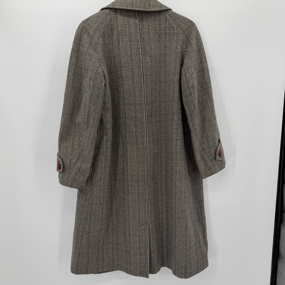 Vintage German Loden Coat Glen Plaid Wool Overcoat Dark Academia Old Money - Picture 7 of 10